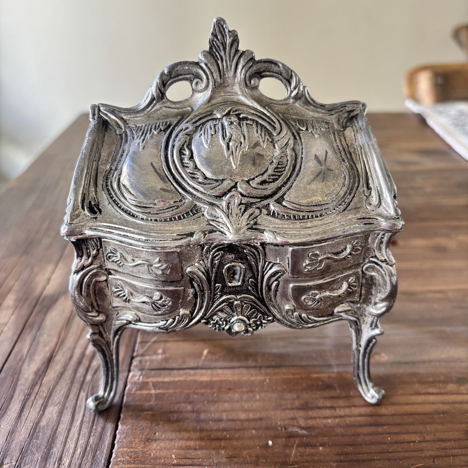 French Art Nouveau Miniature Secretary Desk Jewelry Box Original 1900s 1910s Era