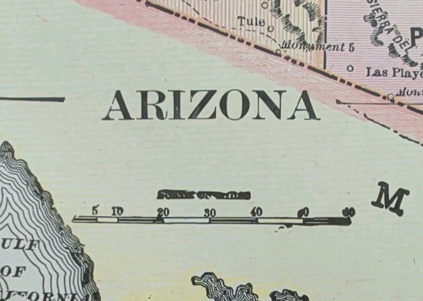 Vintage 1902 ARIZONA TERRITORY Map 11″x14″ Old Antique Original GRAND CANYON AZ