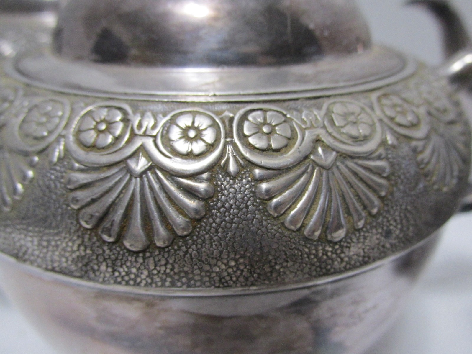 4pc Webster & White TEA SET Silverplate Fan Flower Embossed 2 Pots Sugar Creamer