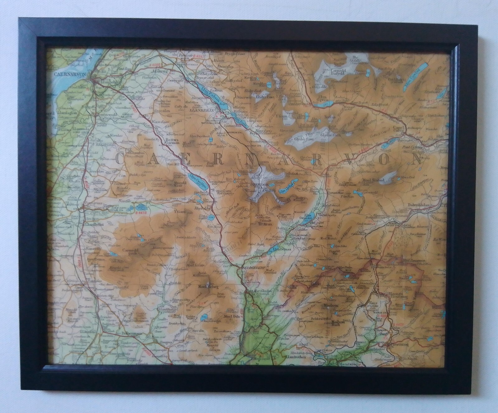 Snowdon and Surrounding Area – Framed Original 1952 Bartholomew Cloth Map