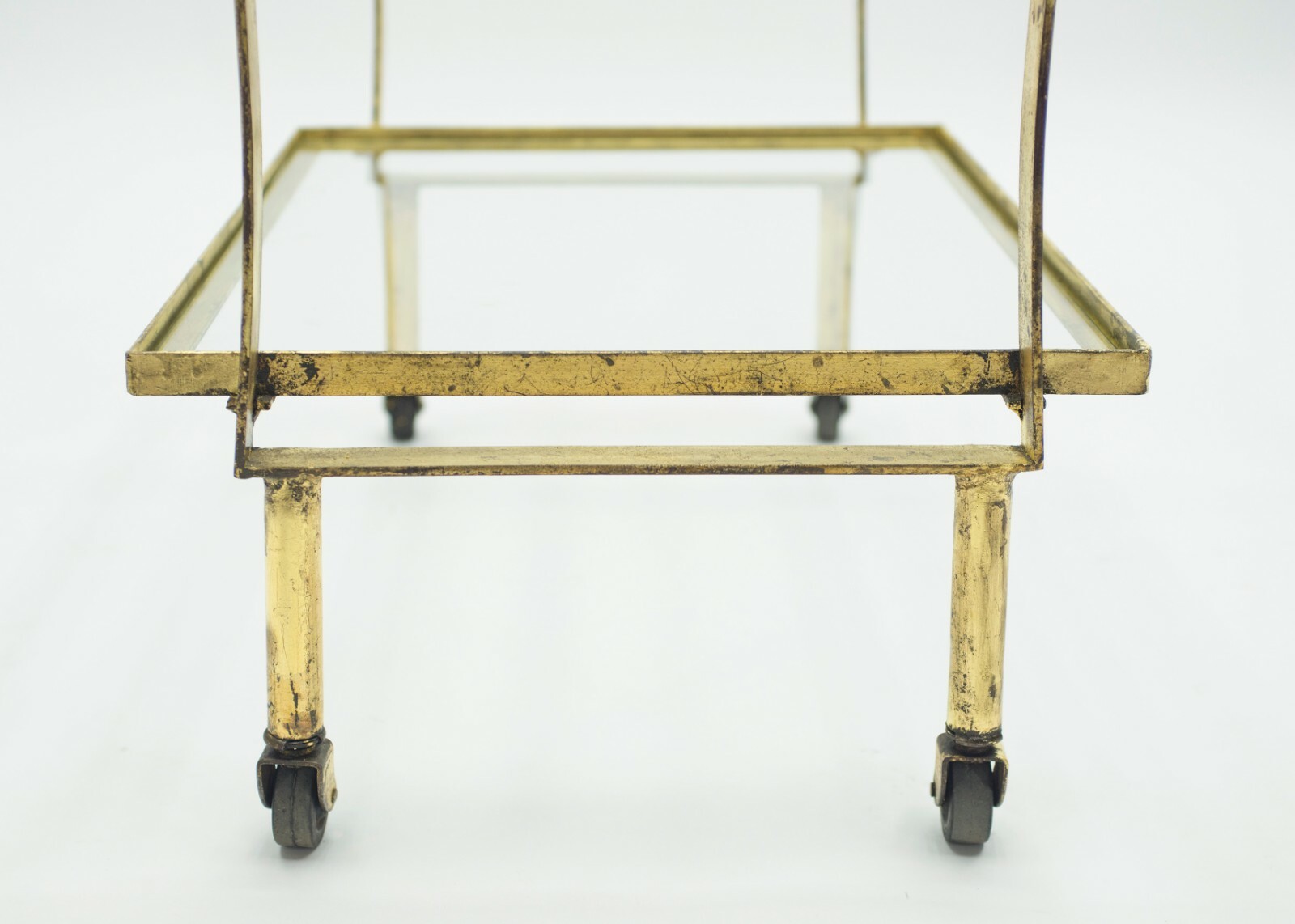 French neoclassical Maison Ramsay gilded iron bar cart 1940s