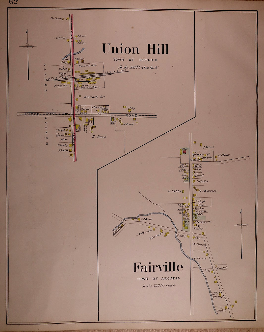1904 Plat Map ~ Union Hill – Fairville, Wayne County, New York (16×19)-#62
