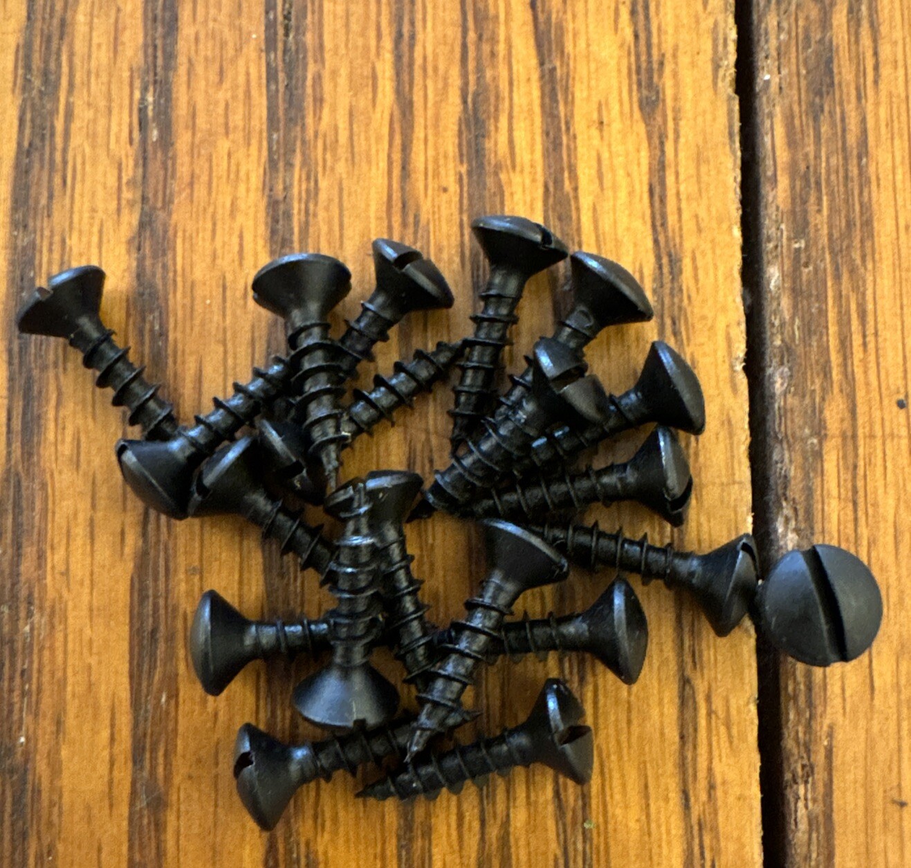#6 X 5/8 Wood Screws Slotted Oval Head Antique Black Plated 20 Pk Free Ship