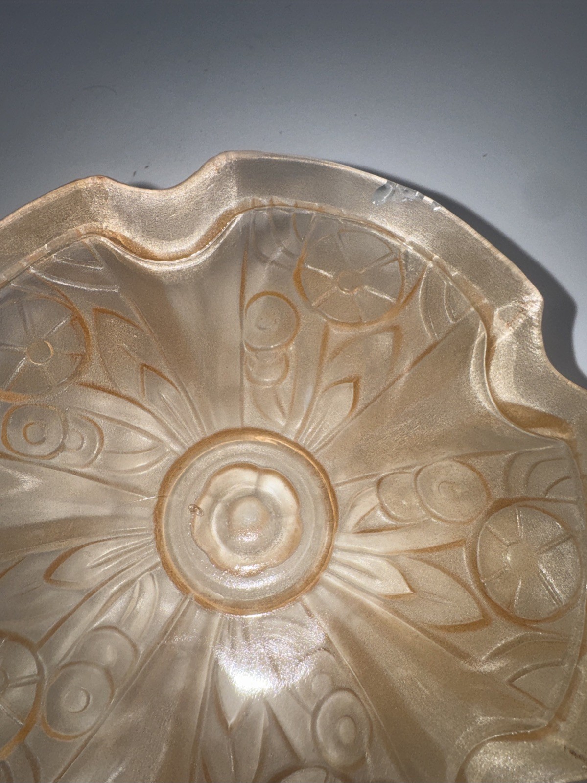 1930’s Art Deco Style Nauticalesque Pressed Glass Ceiling Fixture Pendant