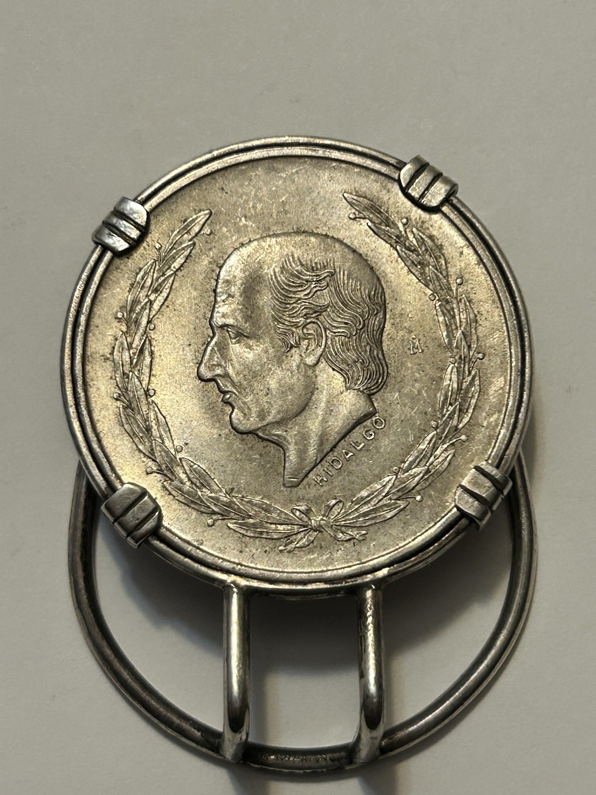 Money Clip Sterling Silver 1953 Cinco Pesos Uncirculated BU Very Nice! 40.2g
