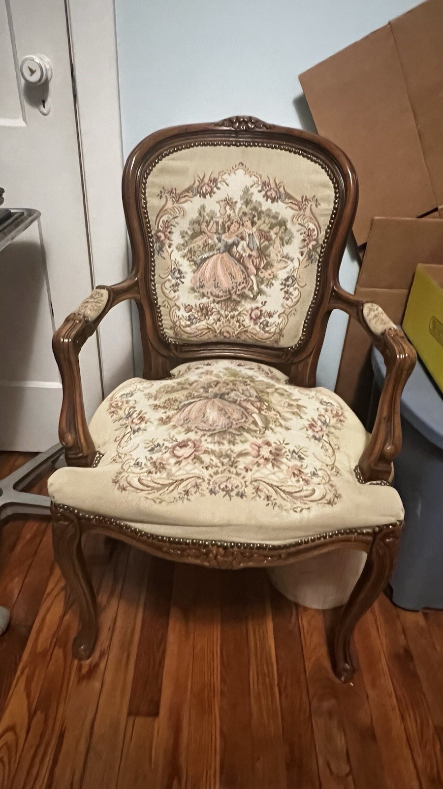 Chateau D’Ax French Provincial Armchair. Louis XV Style Dancing Couple