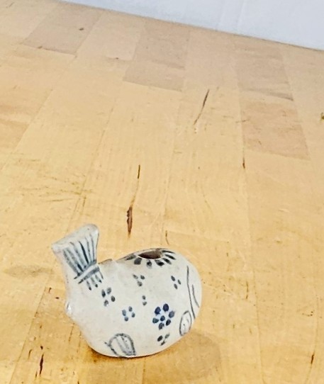 15th c. Vietnamese Blue & White Porcelain Puffer Fish Water Dropper Antique 3”