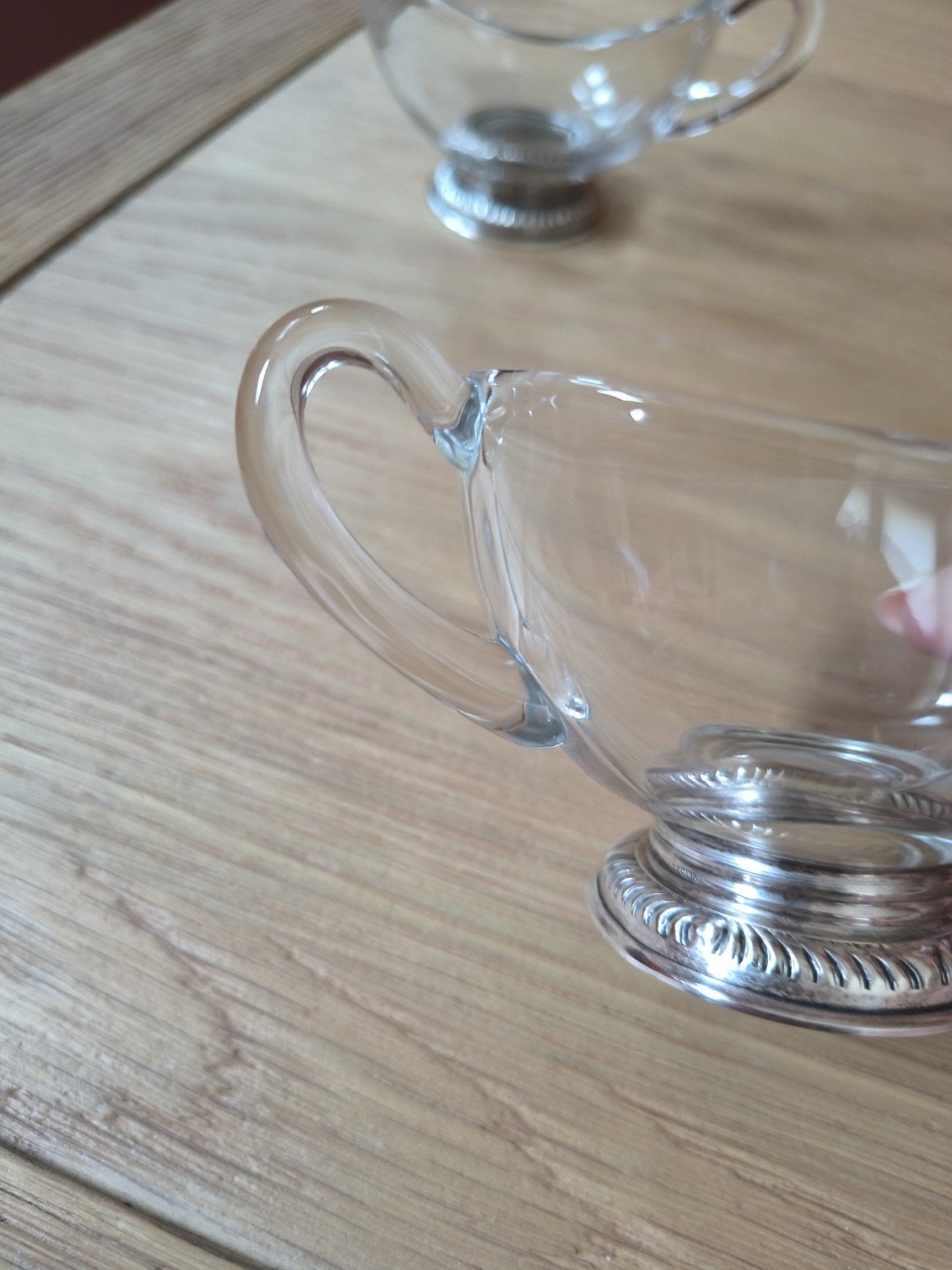 VTG Frank M Whiting Sterling Silver Base Glass Creamer Sugar Bowl Set Gadroon