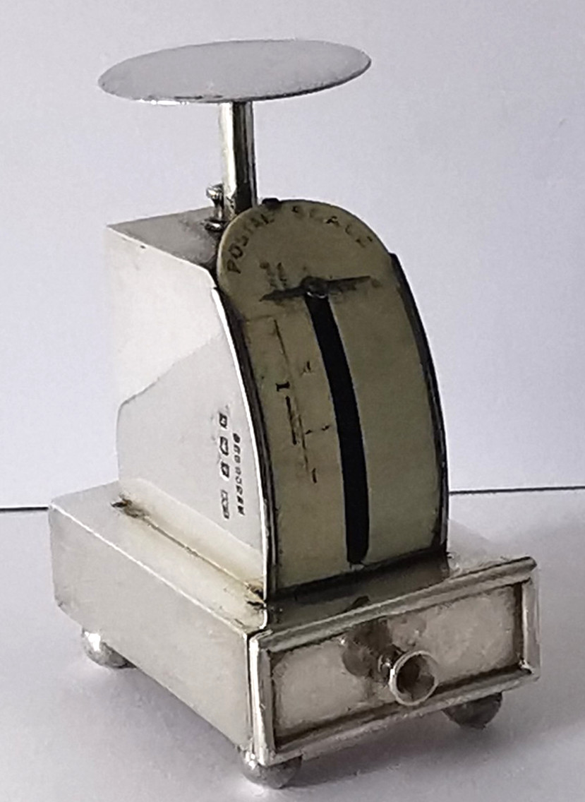 Solid Silver Postal Scales & Double Stamp Box Combi – Birm. 1907