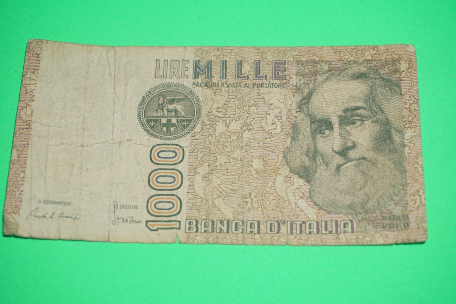 1000 Lira Banca Italia Marco Polo BankNote Circulated Condition