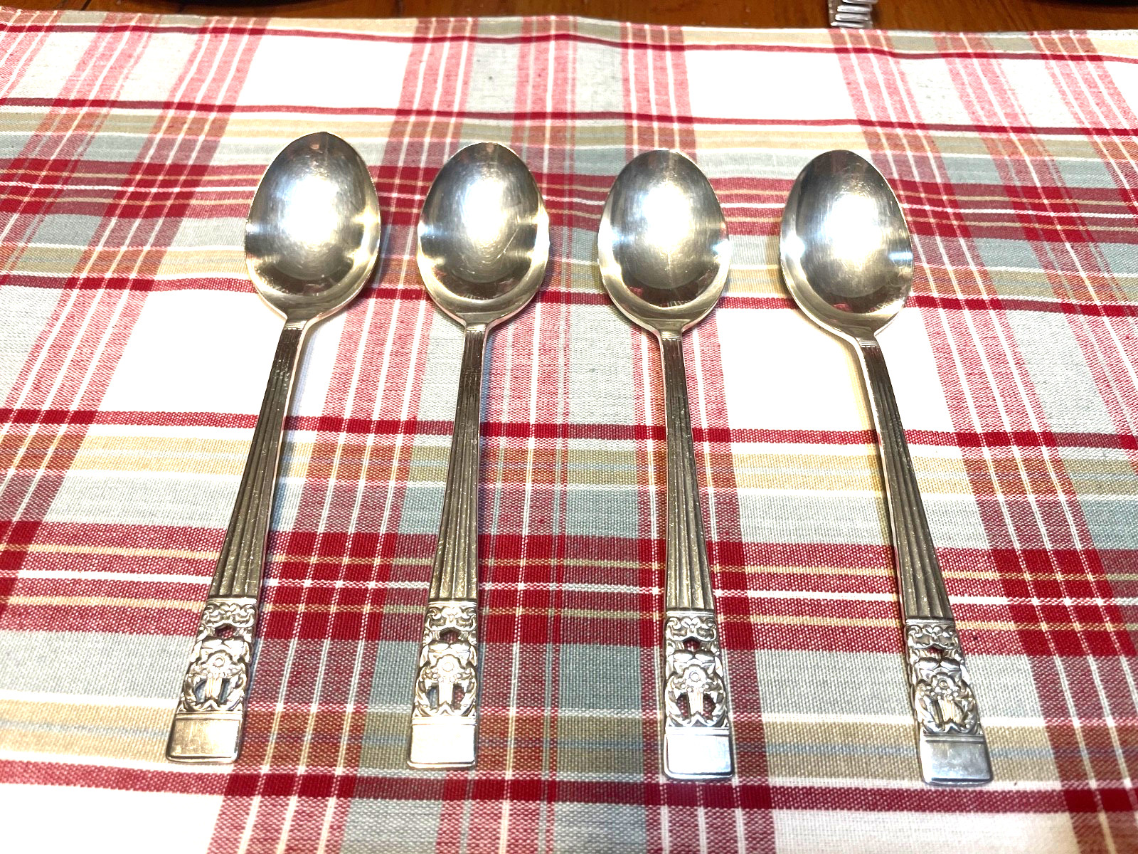 (4) Oneida Coronation Oval Tablespoons Spoons Community Silverplate 7-1/4″