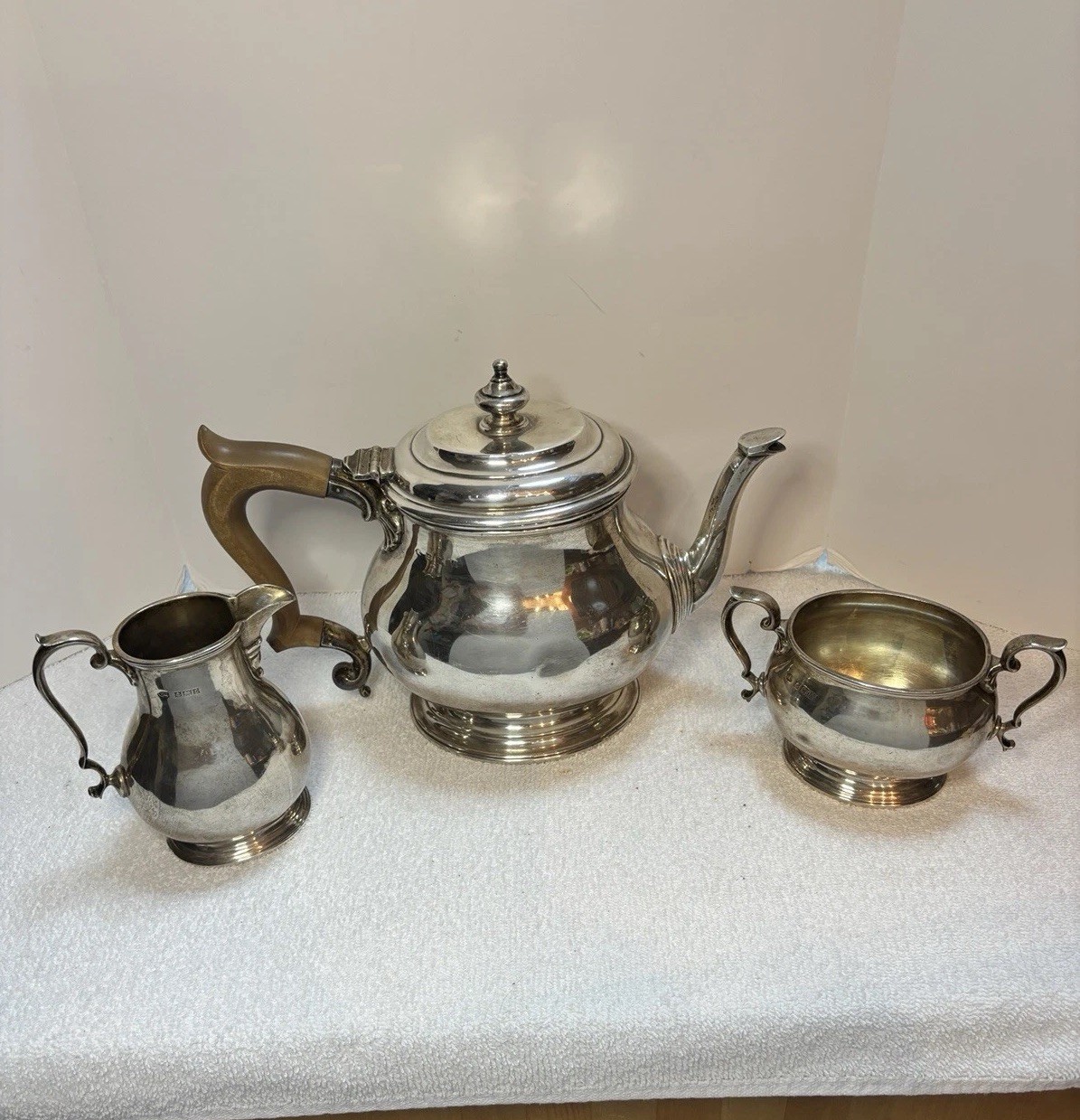 READ! Vintage Adie Brothers England Sterling Silver Teapot Creamer Sugar 1262g