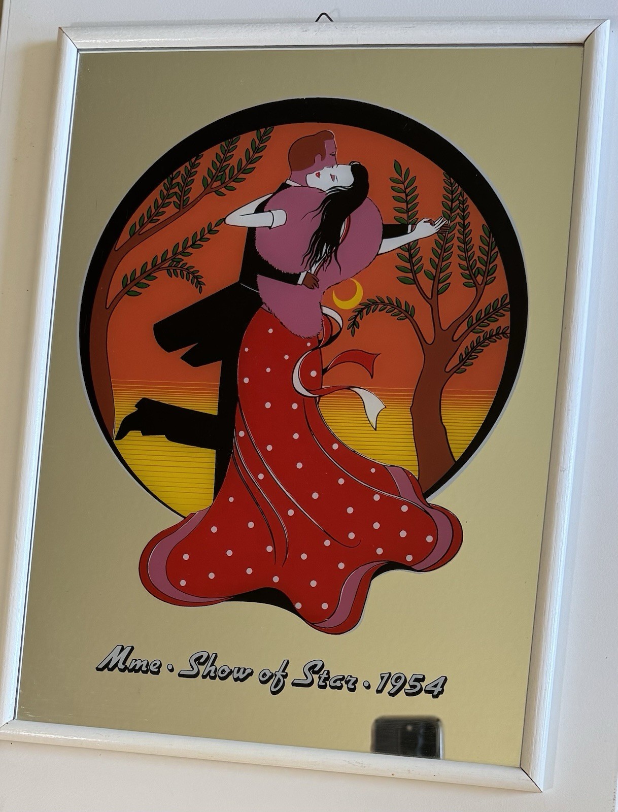 Vintage Retro 70’s Art Nouveau Mme Show of Star 1954 Picture Mirror 12×16