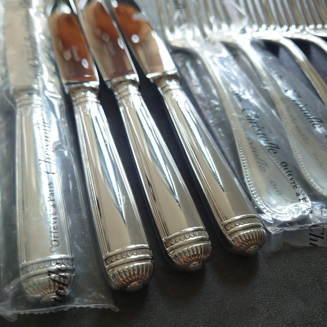 Christofle Malmaison Flatware Set 30pc Service for 6 Silver Plated w/Box France