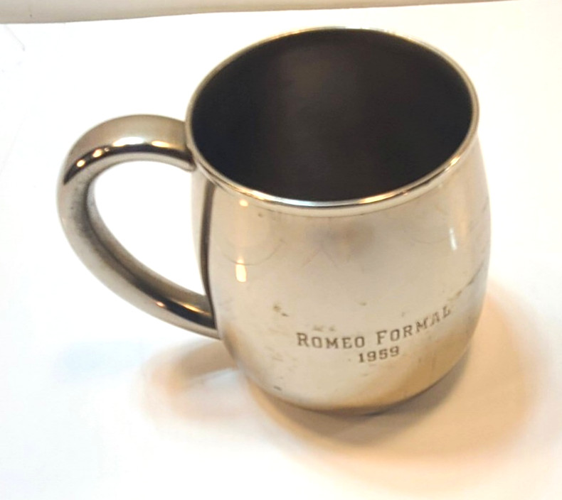 Vintage 1959 Romeo Formal Silver-Plated Or Metal Cup Mug