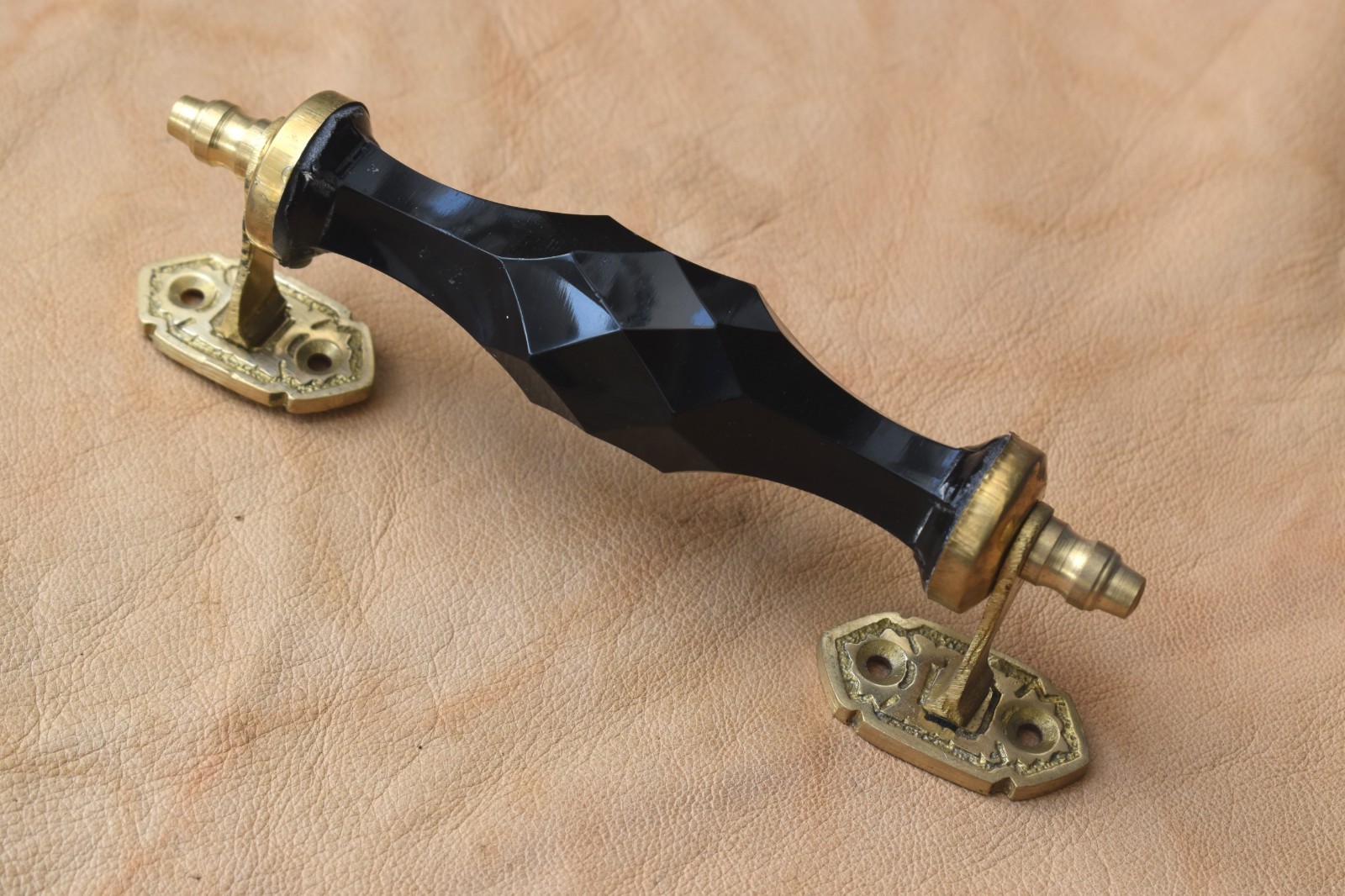 7″ Inch Vintage Style Brass and Glass Black door gate Kitchen cabin handle Pull
