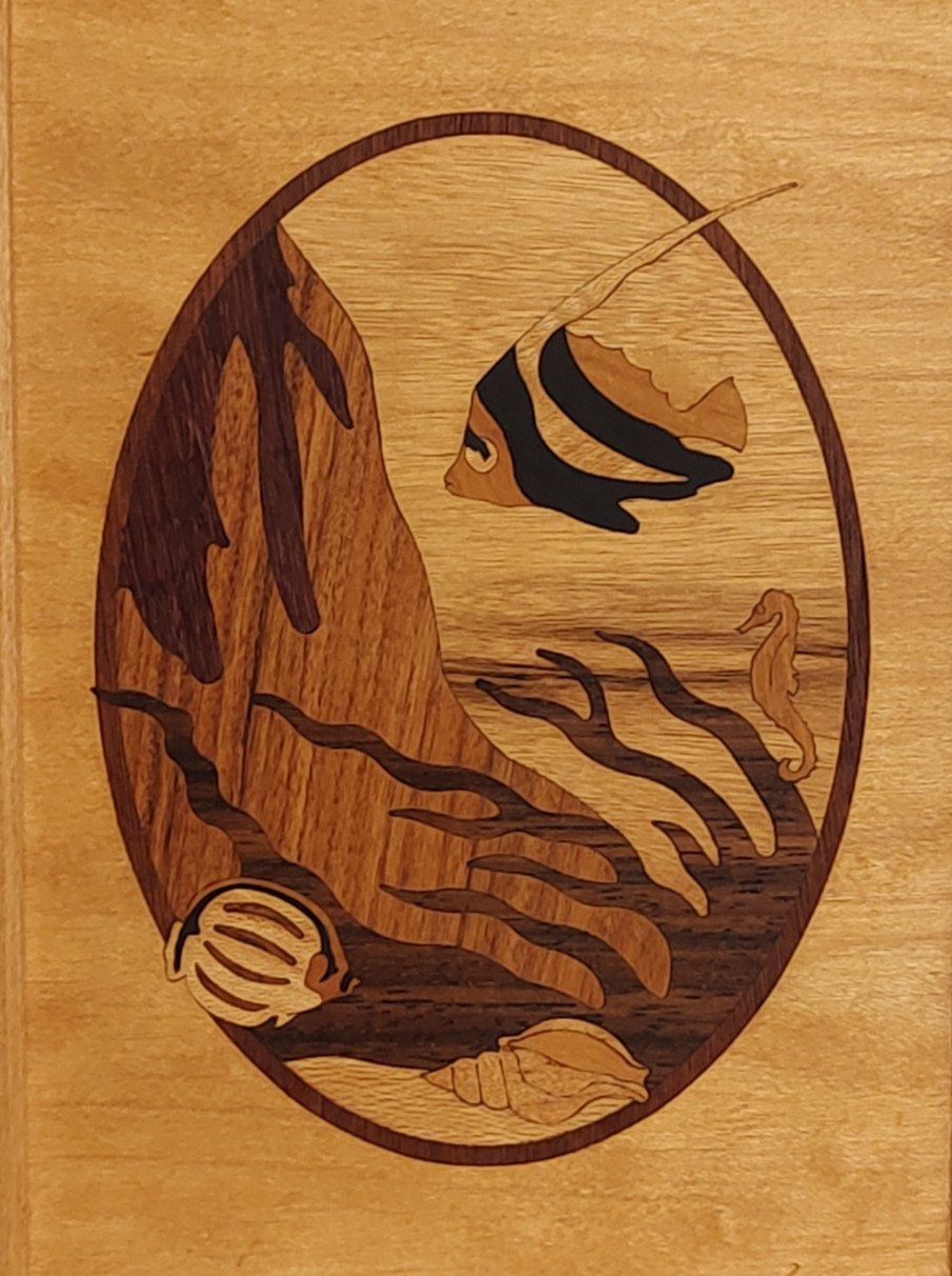 HUDSON RIVER INLAY PICTURE – SEA VIEW – WOOD MARQUETRY by 7 x 10