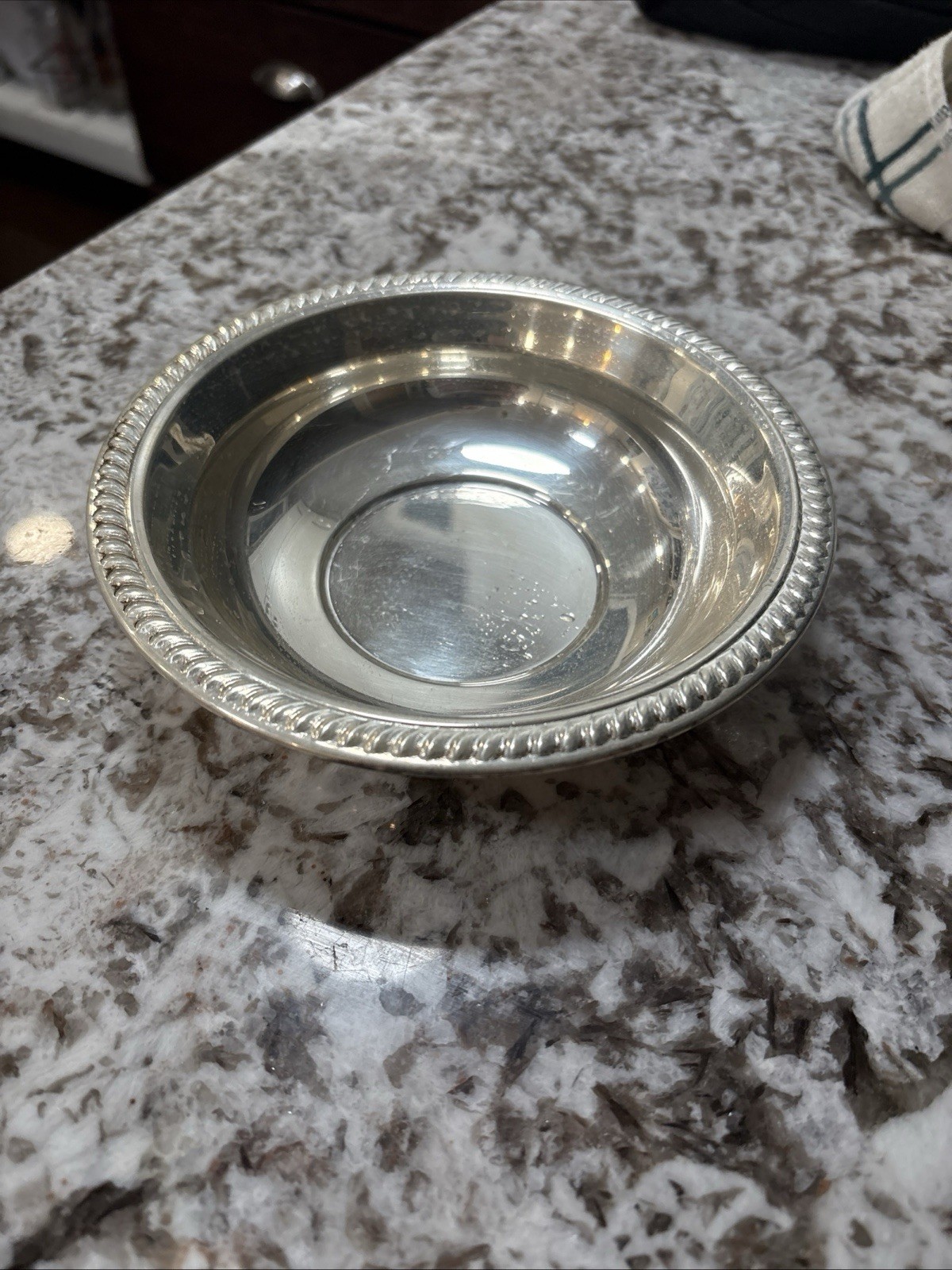 Vintage Silver Plated Bowl Rope Edge Small Serving Nut Dish Sherbet Dish