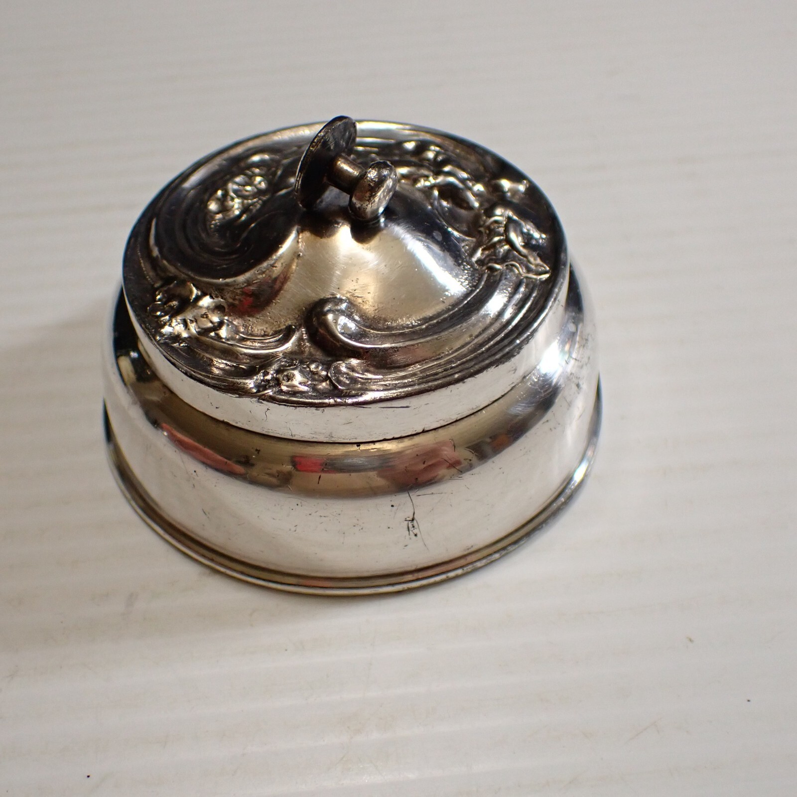 Antique Silver Plate Cufflink Box – Trinket Box – Collar Stud Box – Pill Box