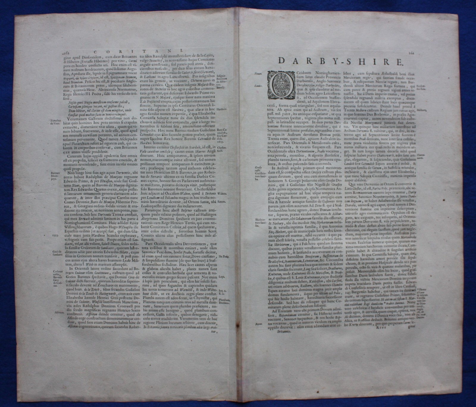 DERBYSHIRE ANTIQUE MAP, ‘DARBIENSIS COMITATUS’ original, J. Blaeu, c.1650