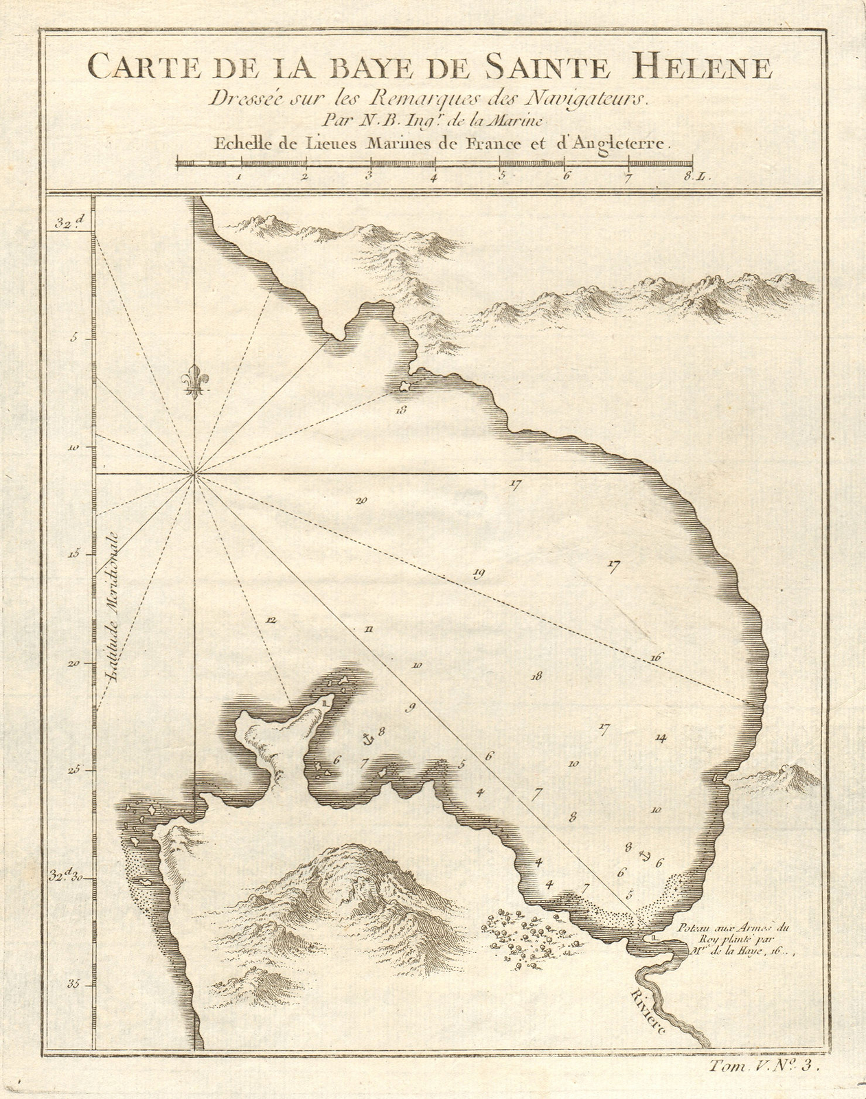 ‘La Baye de Sainte Helene’. St Helena Bay, South Africa. BELLIN 1748 old map
