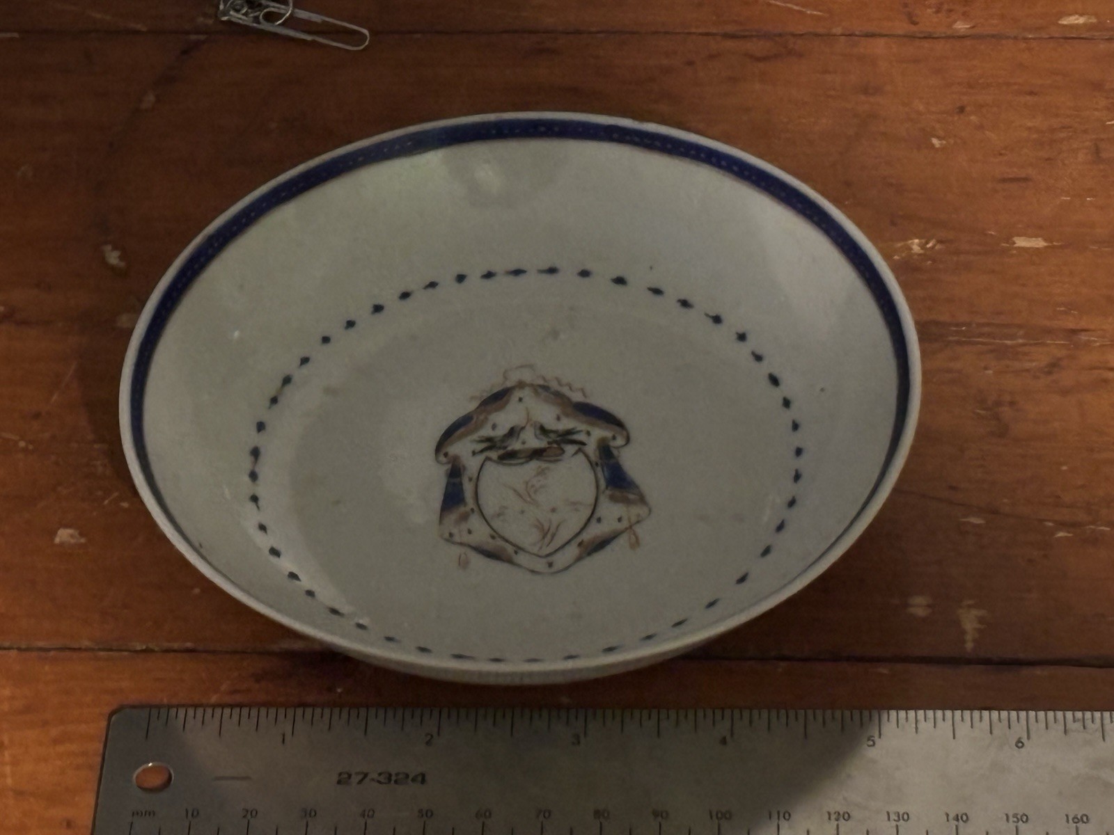 18th Century Chinese Export Porcelain Armorial Crest Coat Of Arms 5.75” Bowl Tea