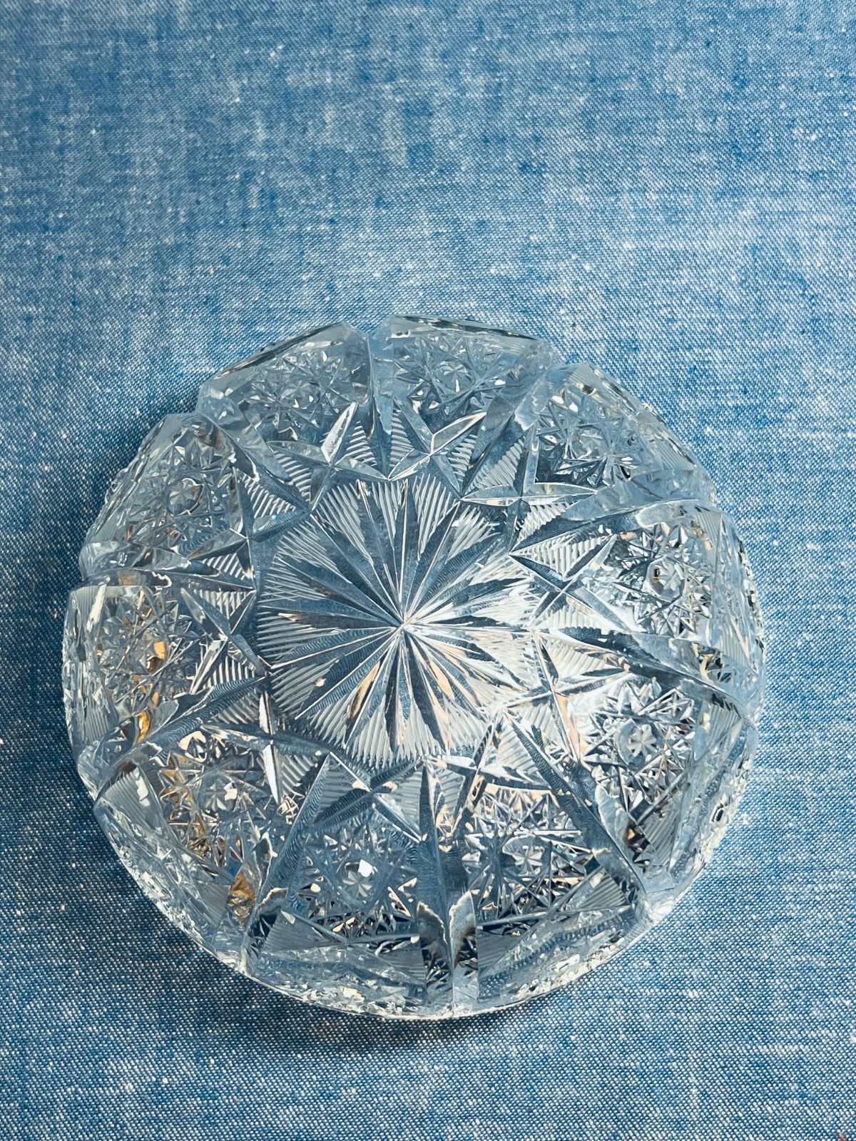 Antique American Brilliant Period Czech Crystal Bowl 6″