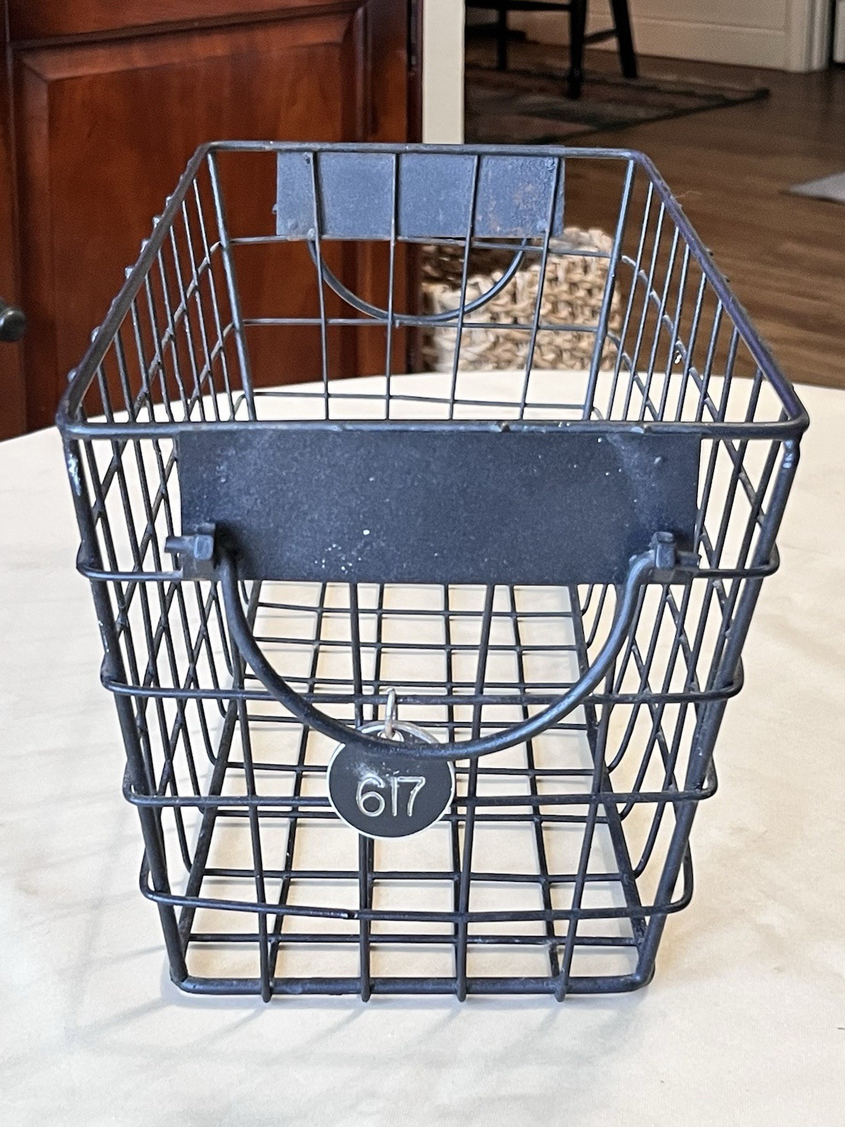 Vintage Metal Wire Gym Locker Basket Swimming Pool #617 Number Tag- 13x7x7