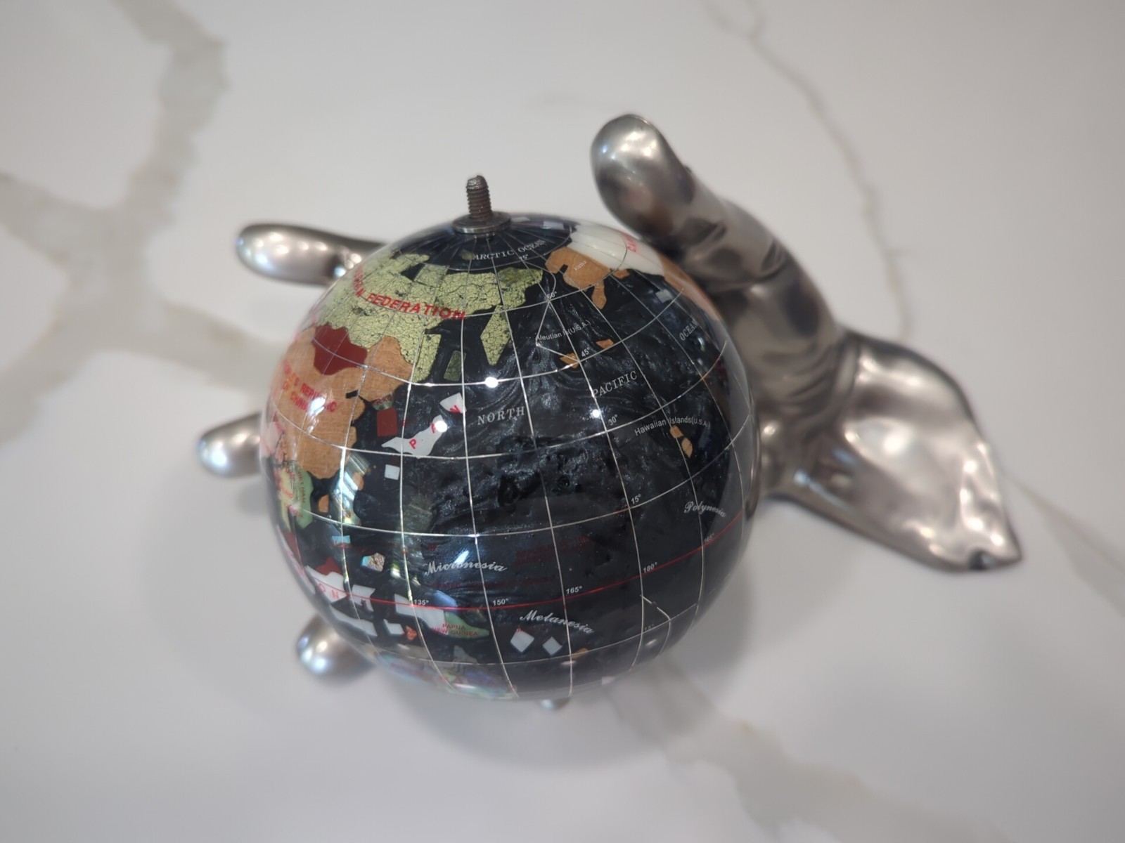 Stunning Alexander Kalifano World in Hand Gemstone Globe Ships Free #2