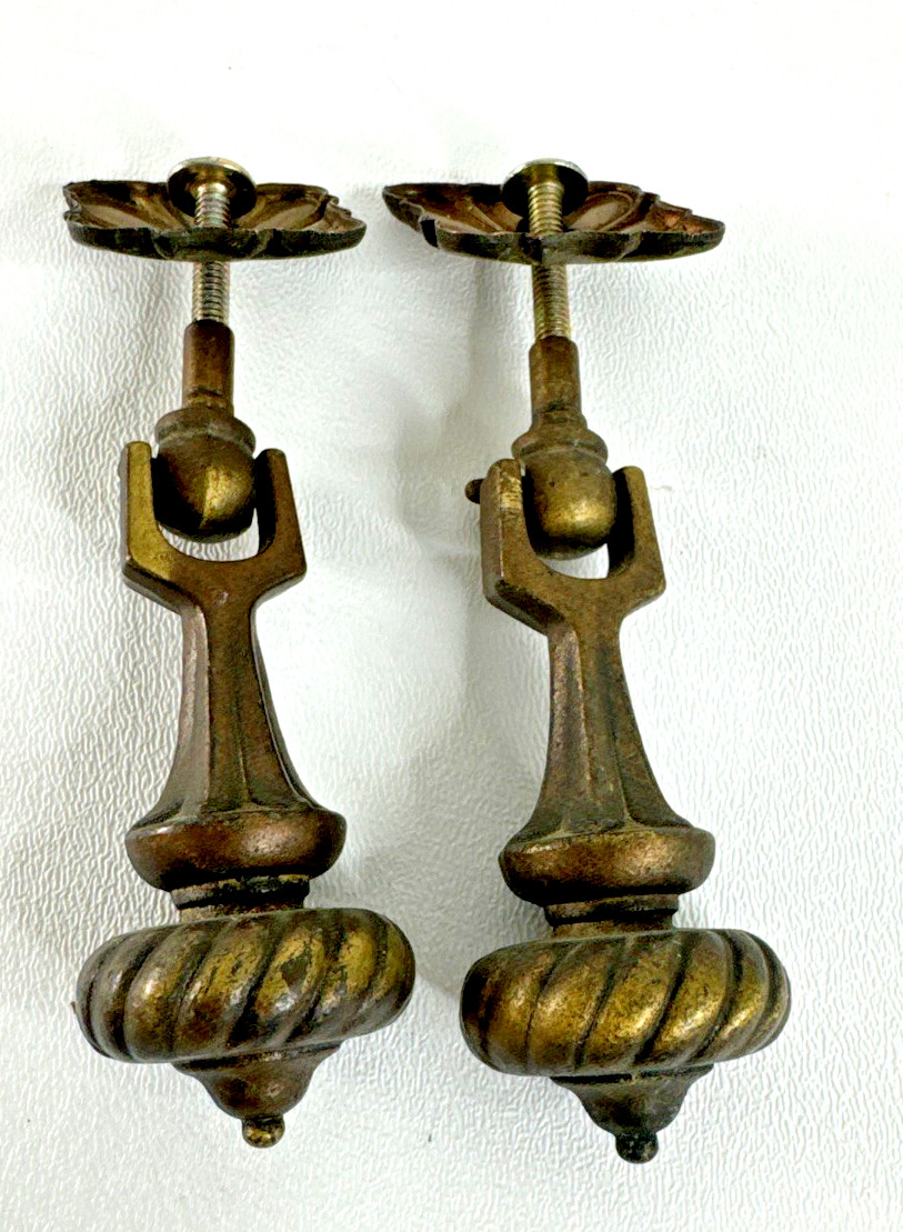 2 Vintage Handle Drawer Pulls Bass Tear Drop 3.5″ Modern Screws Handles