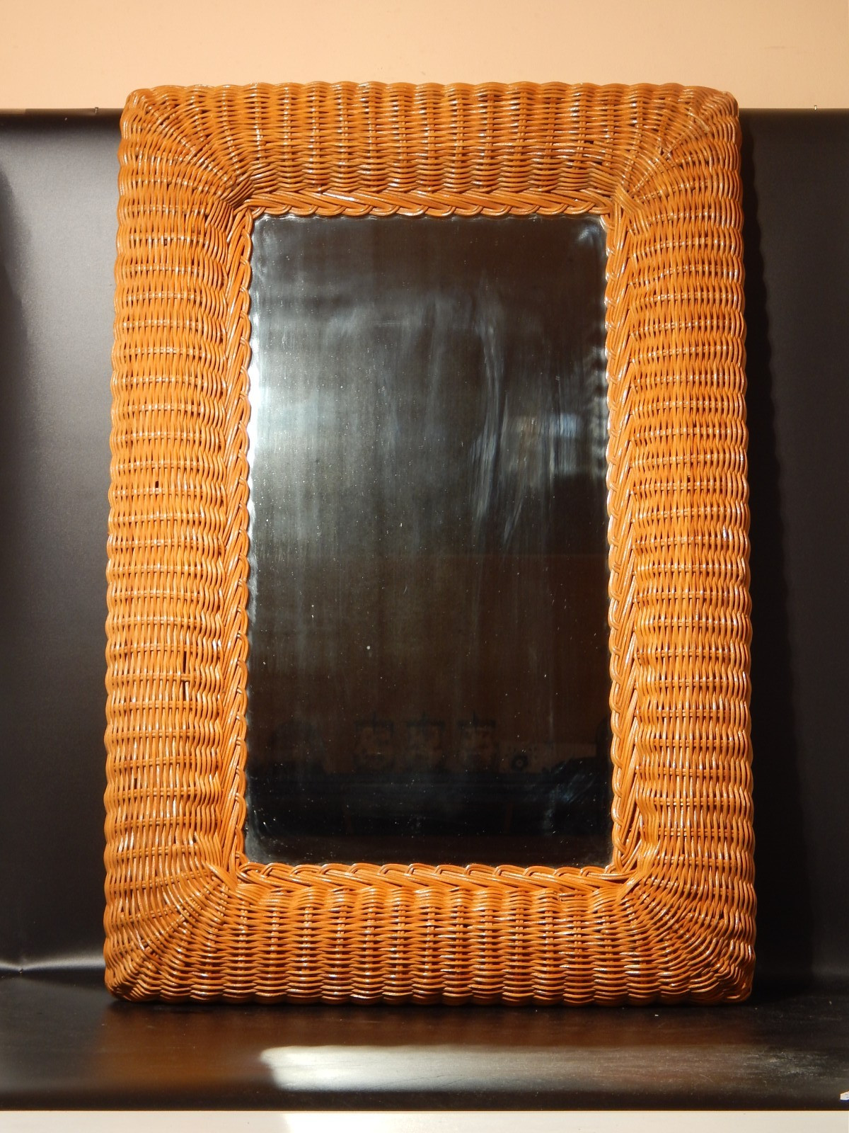 1960s Modern Antiques Rattan Mirror Made In Italy 31.5 X 21.7 Inches
