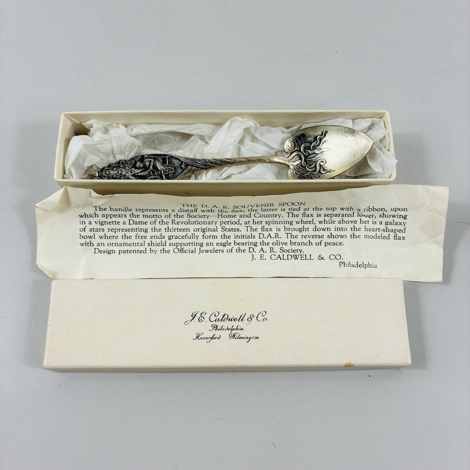 J E Caldwell Sterling Silver Spoon D.A.R. Souvenir DAR Dame Of The Revolutionary