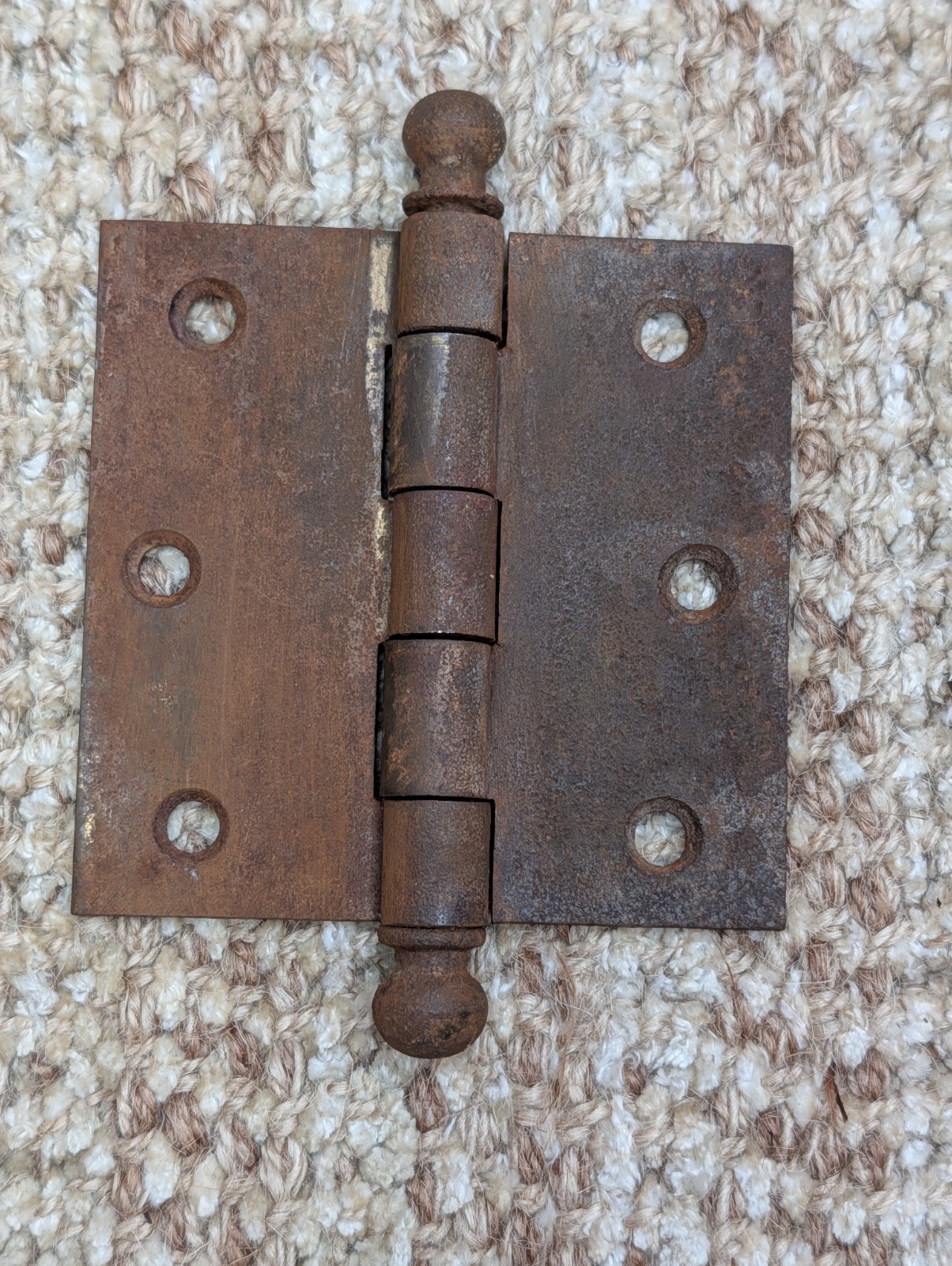 Antique 3 1/2″ x 3 1/2″ Ball Tip Door Hinge Original Steel Hardware