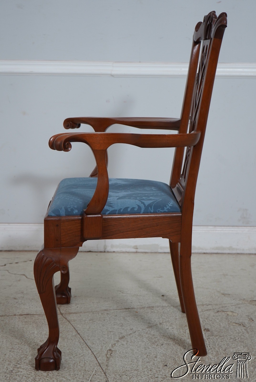 66196: JW BUNKER Bench Made Chippendale Walnut Armchair
