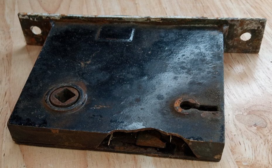 Pair Antique Mortise Door Locks Skeleton Keyhole Salvage Estate Find