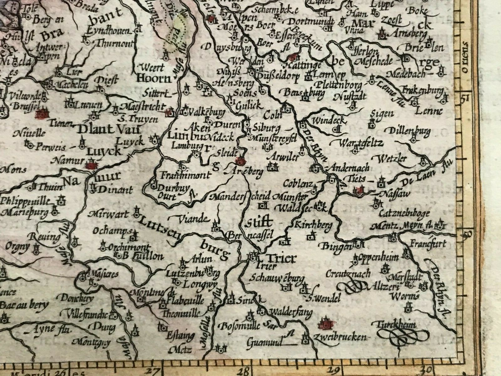 NETHERLANDS 1613 GERARD MERCATOR / JODOCUS HONDIUS ATLAS MINOR NICE ANTIQUE MAP