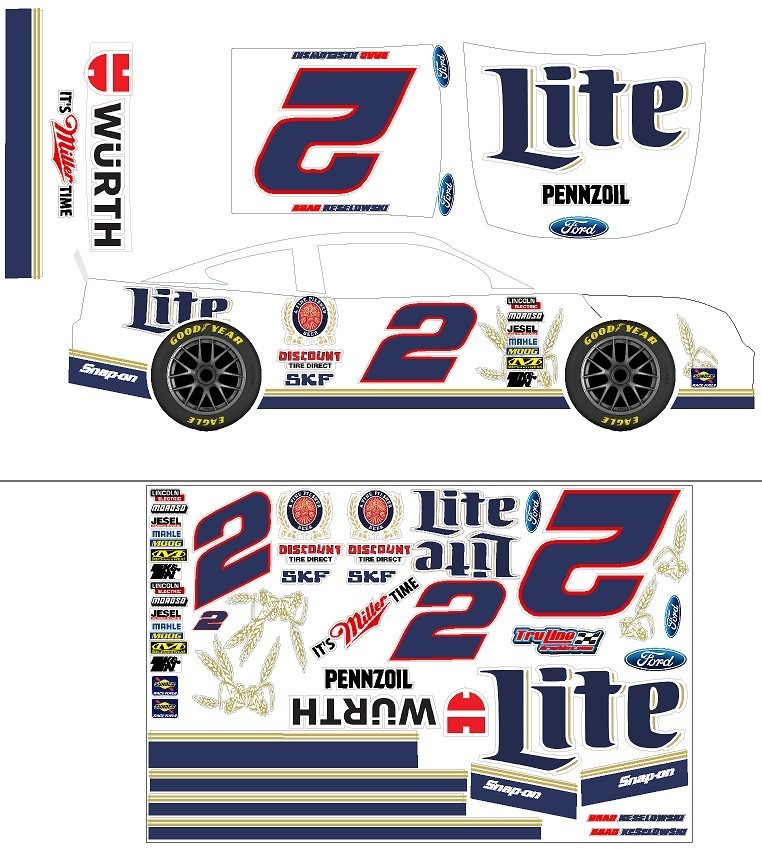 LOSI Nascar – 2 Miller Lite Keselowski RC Car Decal Sheet