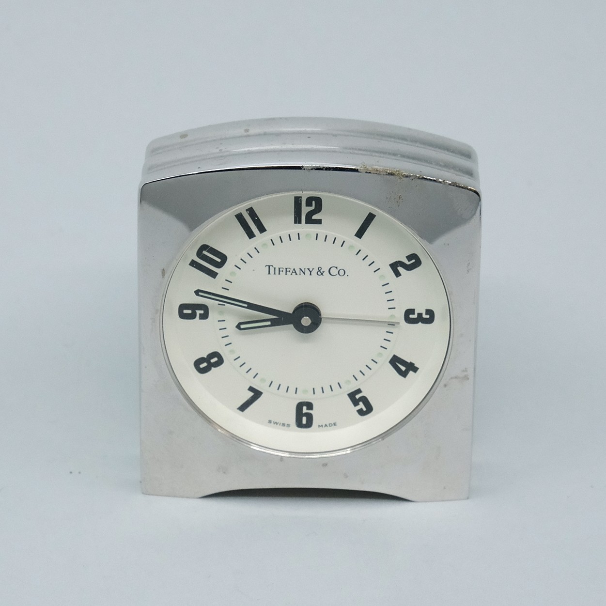 Tiffany & Co Chrome 3″ Alarm Clock or Desk Clock 12.3oz Art Deco No Monogram