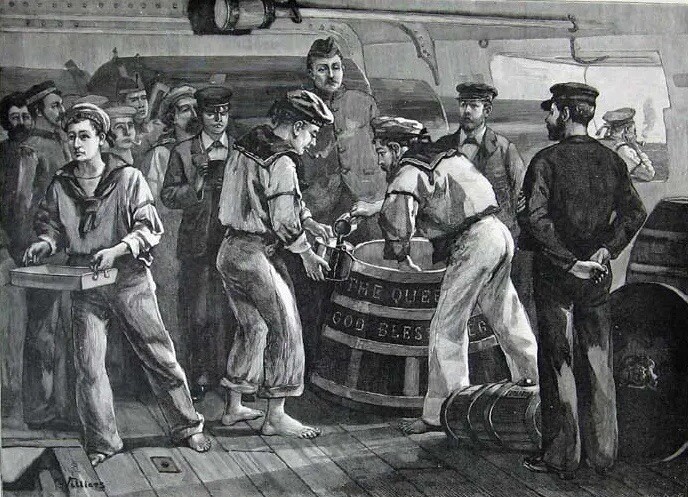 Amazing Genuine Victorian Royal Navy Rum Ration Grog Tub or Barrel (c.1890)