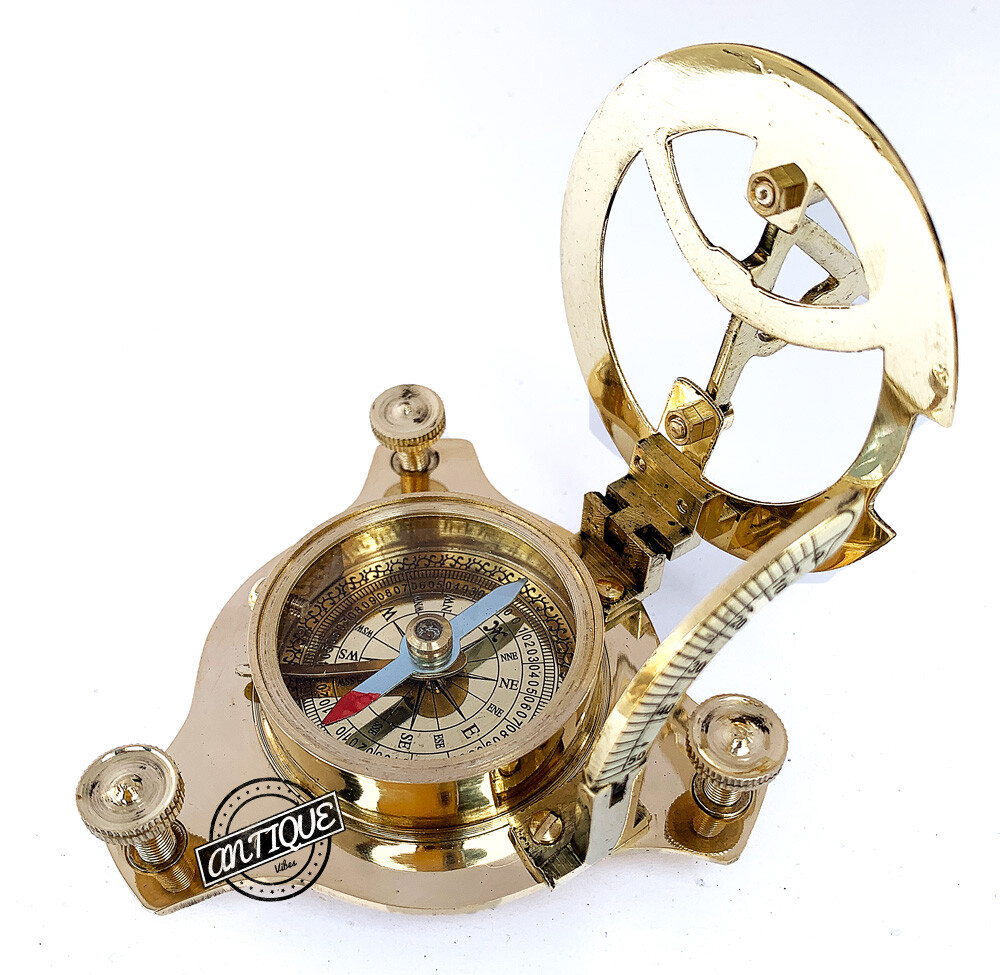 Sundial/Compass Brass Handmade Nautical Sun Dial Clock Travel/Camping Gifts 2020
