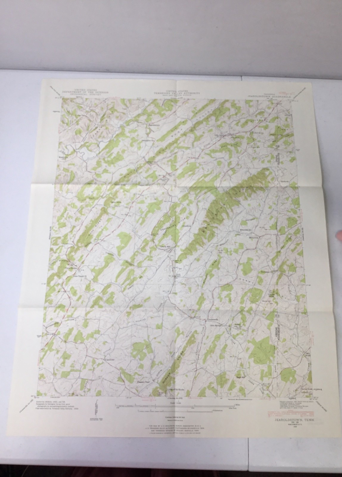 Vintage TVA Topographic Map. 1939 Jearoldstown TN, 22″x27″