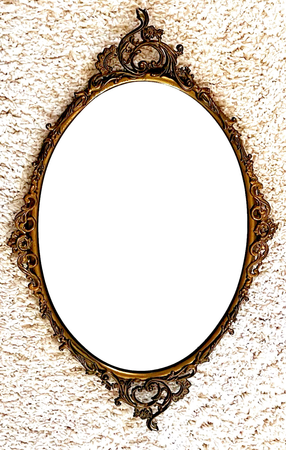 Atq Baroque Victorian Revival Mirror; French Rocco Style-Burnished Brass!