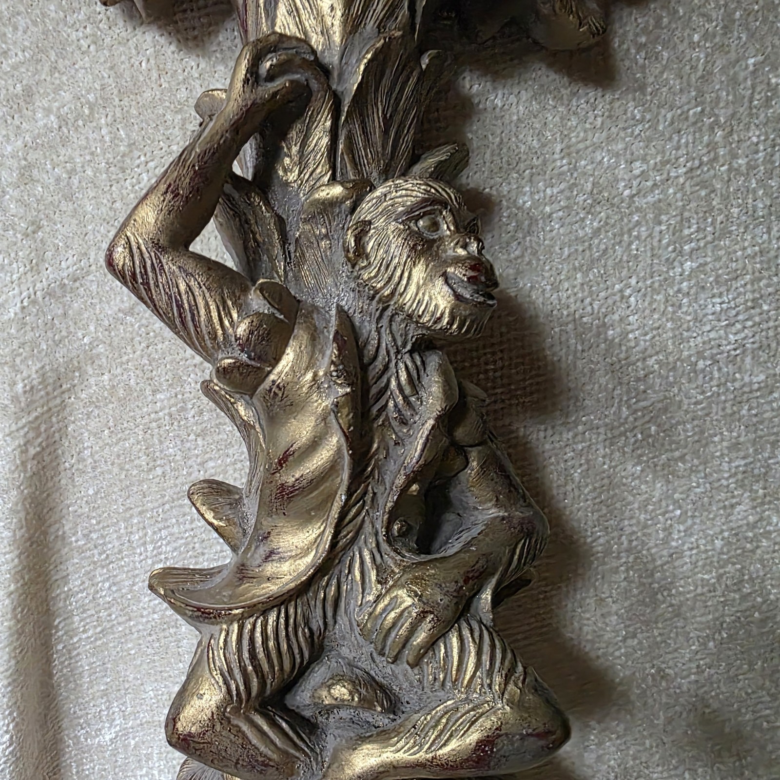 Monkey Palm Tree Double Sconce Gold MCM Hollywood Regency Chinoiserie Baroque