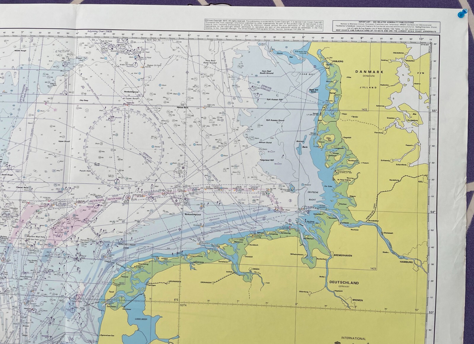 Admiralty 2182A North Sea Southern Sheet Vintage Map Charts Nautical Maritime
