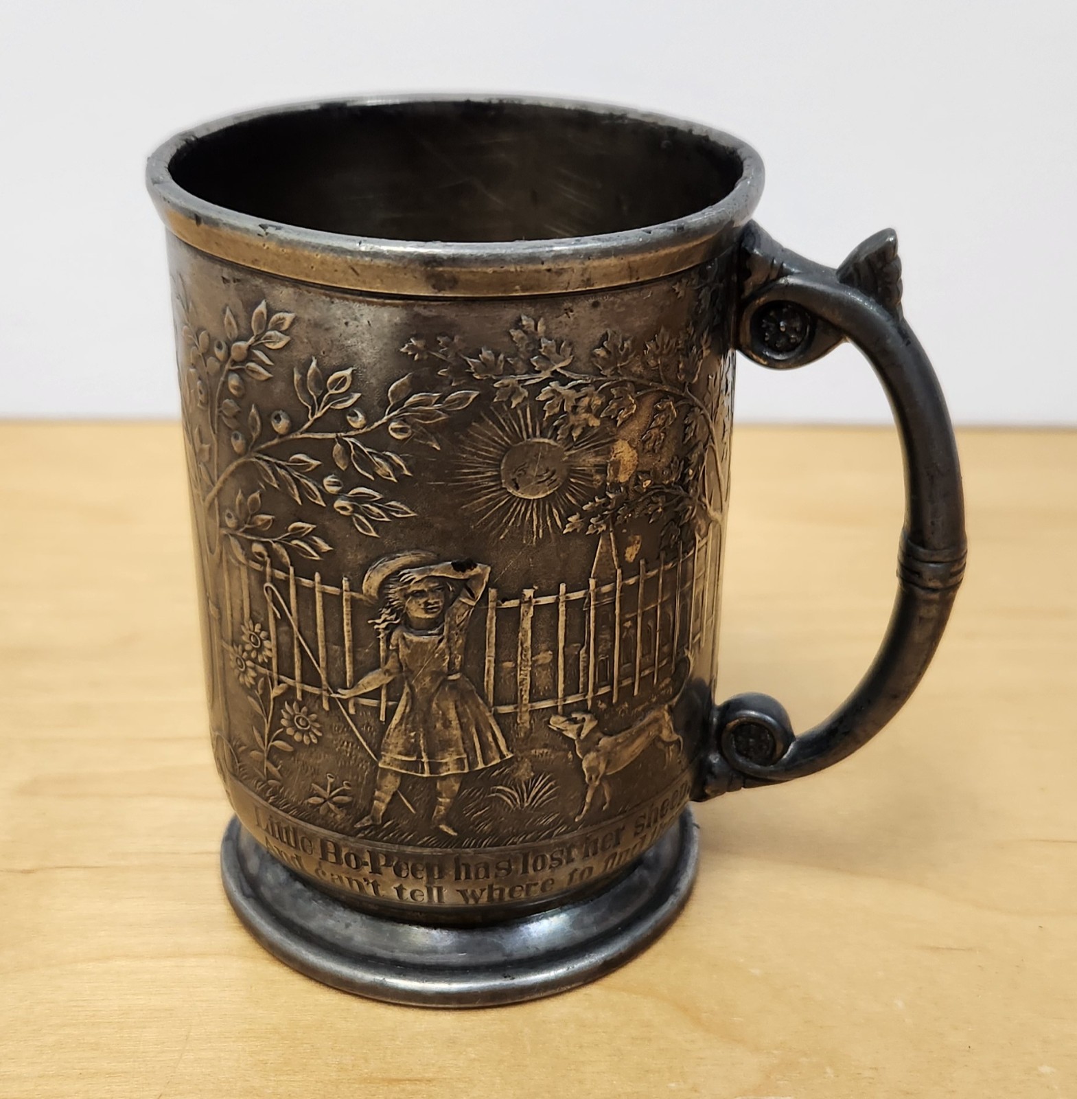 Antique Reed & Barton Little Bo Peep Silver Plated Childrens Mug Victorian 1800s