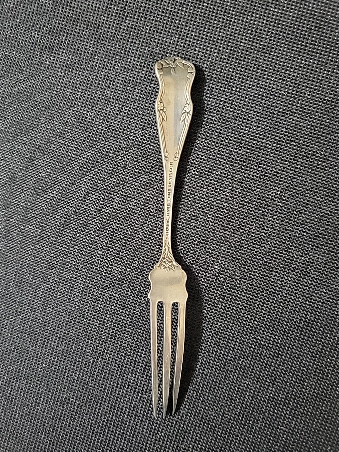 Antique Hamilton & Diesinger Sunflower Sterling Silver Lemon Fork 13g