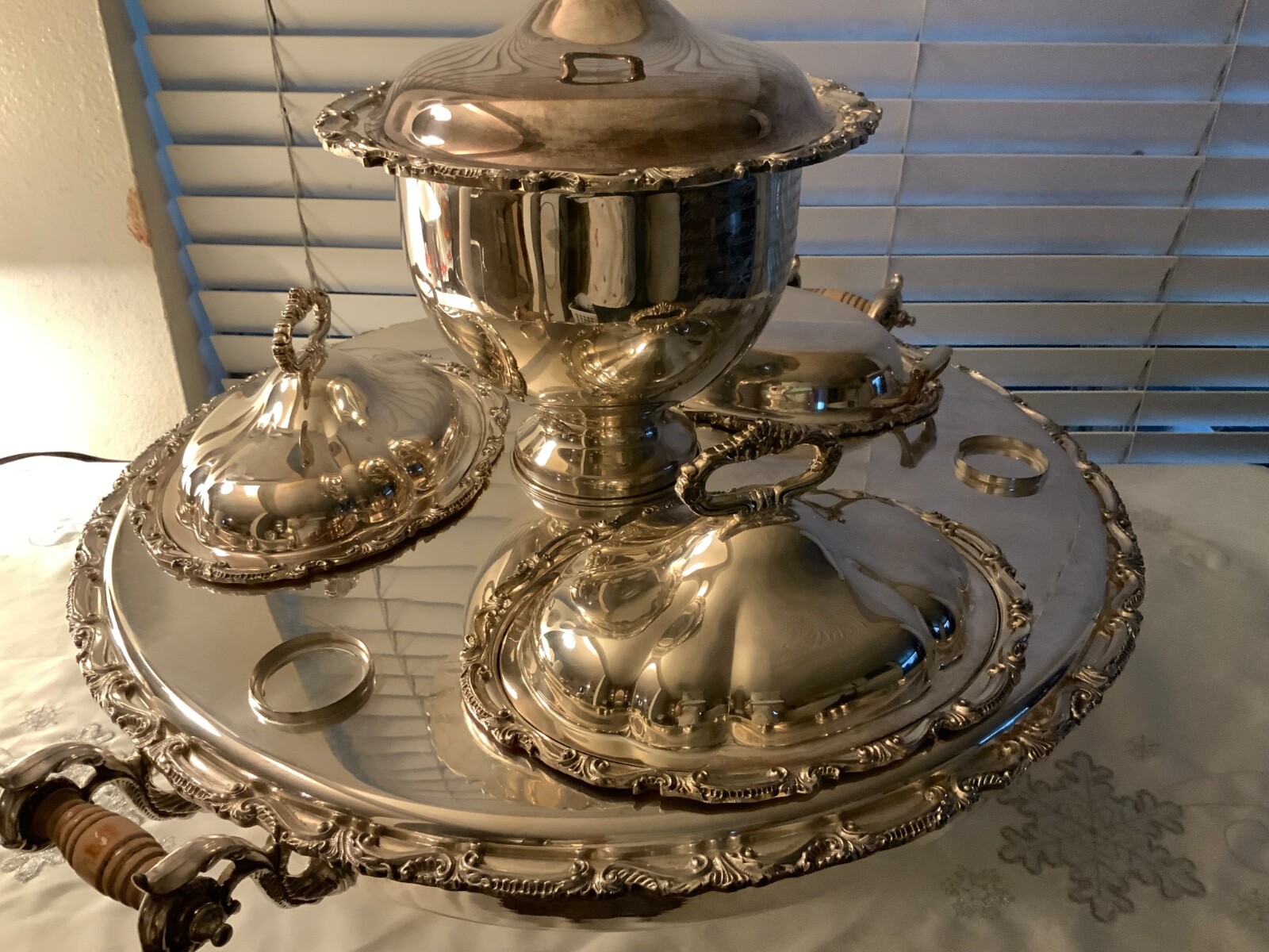 Vtg Bain Marie Silverplate Spinning Large Lazy Susan Style Server Serving Tray