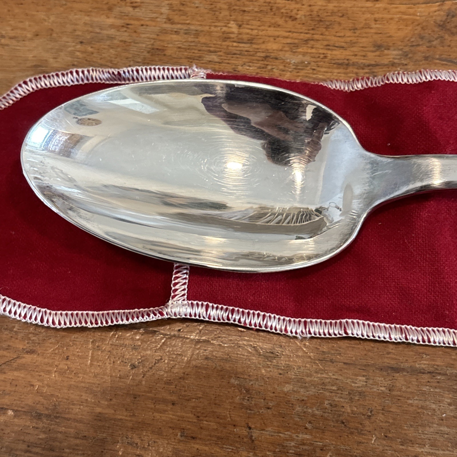 GORHAM Silverplate Serving Spoon 12.25″ ROCHAMBEAU Lt Gov JABEZ BOWEN 1780
