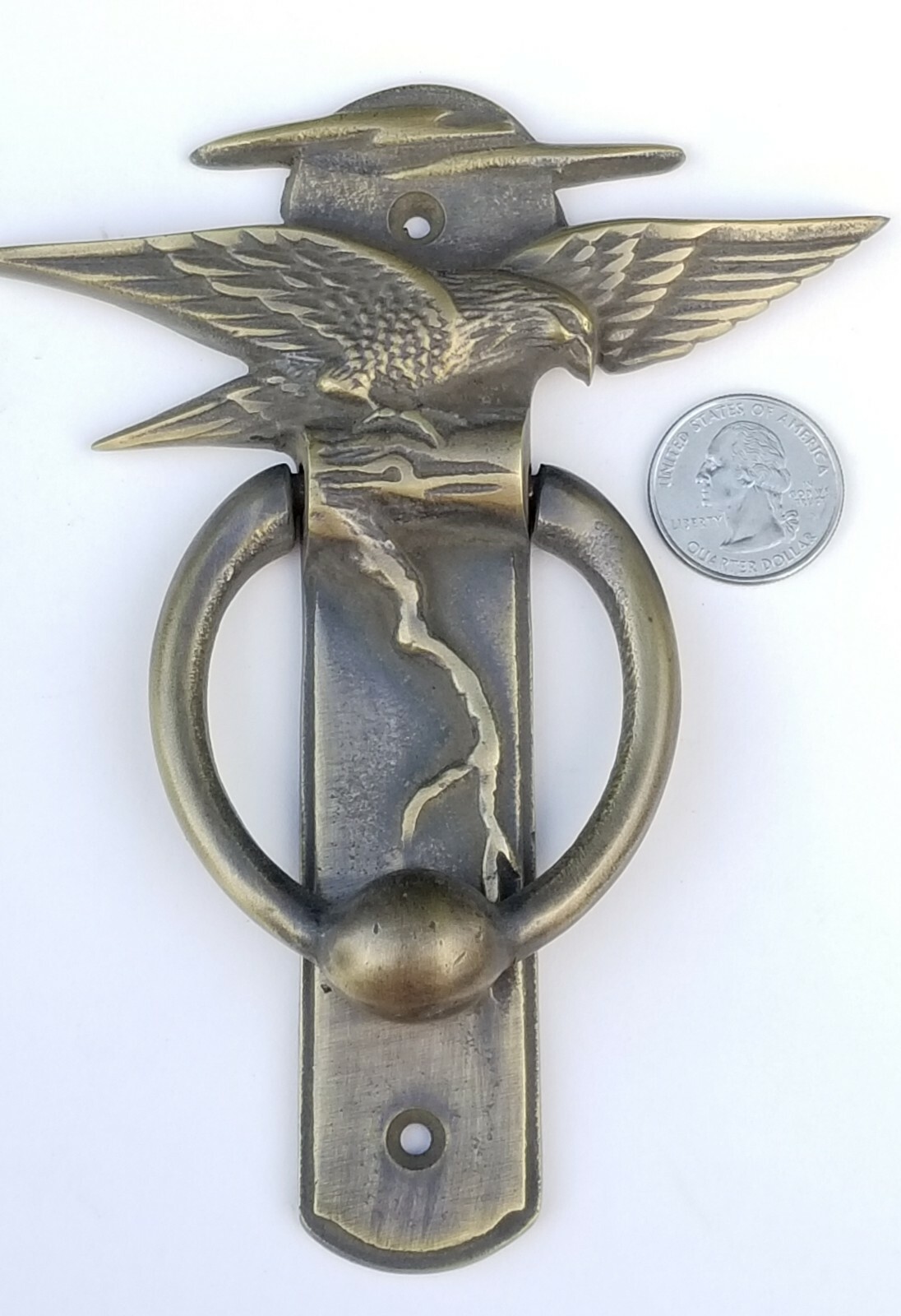 Solid Tarnished Brass Spread Wing Eagle Doorknocker Traditional, Nature #D1