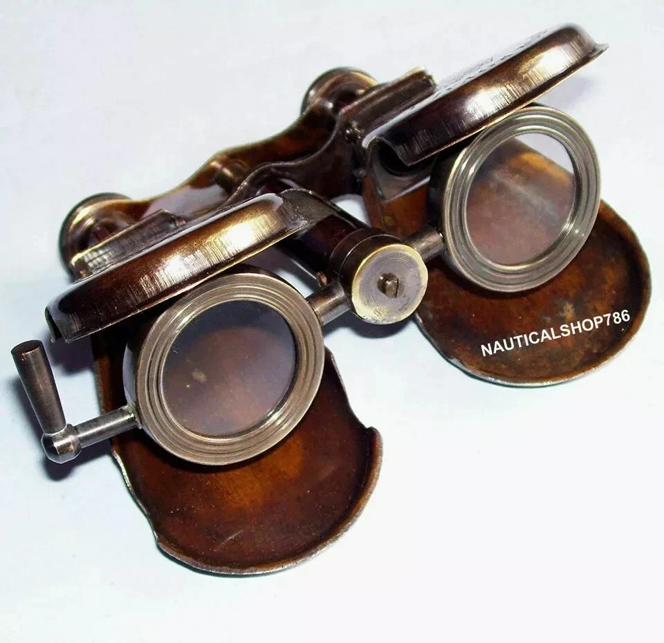 Vintage Binocular Folding Monocle Telescope Spyglass Solid Brass Antique Finish